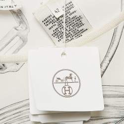 Hermes White Printed Silk and Knit Projets Carre au Crayon Top L