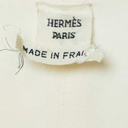 Pre Owned Hermes Cream Printed Silk Kimono Maxi Dress M