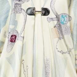 Pre Owned Hermes Cream Printed Silk Kimono Maxi Dress M