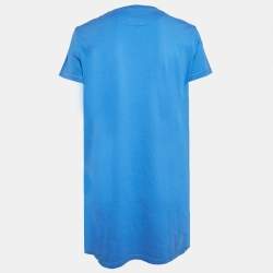 Pre Owned Hermes Blue Cotton Knit Embroidered Pocket Tunic M