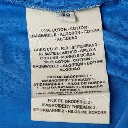 Pre Owned Hermes Blue Cotton Knit Embroidered Pocket Tunic M