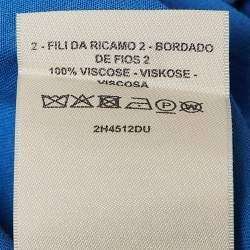 Pre Owned Hermes Blue Cotton Knit Embroidered Pocket Tunic M
