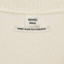 Hermes Cream Cashmere Button Front Long Cardigan M