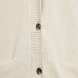 Hermes Cream Cashmere Button Front Long Cardigan M