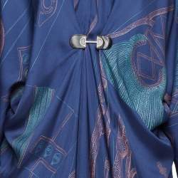 Hermes Blue Printed Silk Kaftan M