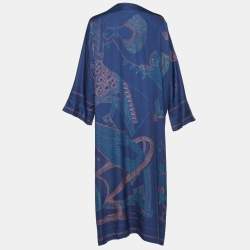 Hermes Blue Printed Silk Kaftan M