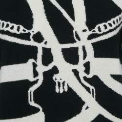Hermes Black/White Patterned Cashmere Knit Crew Neck T-Shirt L