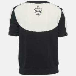 Hermes Black/White Patterned Cashmere Knit Crew Neck T-Shirt L