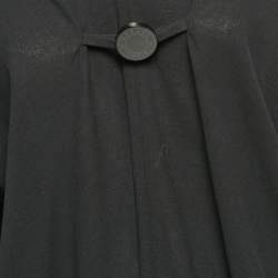 Pre Owned Hermes Black Cotton Logo Button Detail Cotton Loose Fit Blouse M