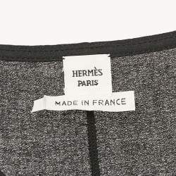 Pre Owned Hermes Black Cotton Logo Button Detail Cotton Loose Fit Blouse M