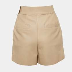 Pre Owned Hermès Beige Leather Pink Tuck Detail Shorts M