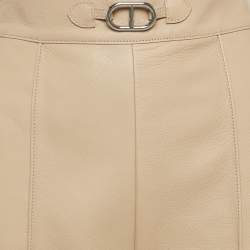 Pre Owned Hermès Beige Leather Pink Tuck Detail Shorts M