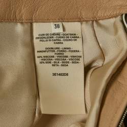 Pre Owned Hermès Beige Leather Pink Tuck Detail Shorts M