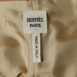 Pre Owned Hermès Beige Leather Pink Tuck Detail Shorts M