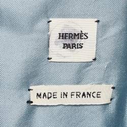 Pre Owned Hermès Blue Crepe Belted Sleeveless Mini Dress L