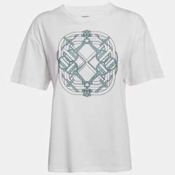 Pre Owned Hermes White Printed Cotton Jersey Mors a Jouets T-Shirt L