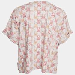 Pre Owned Hermes Grey Rope and Belt Print Jersey V-Neck T-Shirt L