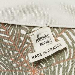 Hermes Beige Aloha Print Linen Knit and Silk V-Neck Blouse L