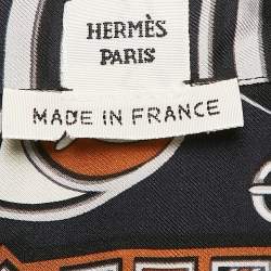 Pre Owned Hermes Navy Blue Printed Silk Carré en Boucles Shirt Dress M