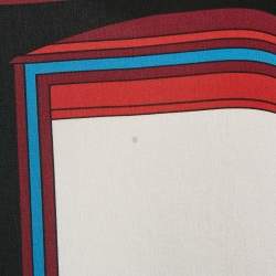 Hermes Red Printed Silk and Knit Long Sleeve Top L