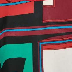 Hermes Red Printed Silk and Knit Long Sleeve Top L