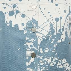 Hermès White/Blue Paint Splatter Print Denim Vest M