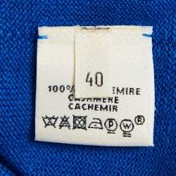 Hermes Blue Cashmere Button Front Cardigan M