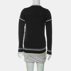 Pre Owned Hermes Black/White Silk, Cotton Cashmere Silk Sweater FR Women 34