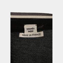 Pre Owned Hermes Black/White Silk, Cotton Cashmere Silk Sweater FR Women 34