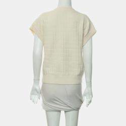 Hermes Cream Wool, Polyamide Knitted V-Neck Top IT Women 34