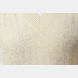 Hermes Cream Wool, Polyamide Knitted V-Neck Top IT Women 34