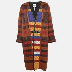 Hermès Multicolor Patterned Leather Long Jacket S