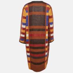 Hermès Multicolor Patterned Leather Long Jacket S