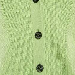 Hermes Green Cashmere Blend Button Front Cardigan M