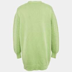 Hermes Green Cashmere Blend Button Front Cardigan M
