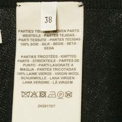 Hermes Black Promenade du Matin Remix Print Silk and Wool Knit Long Twillaine Cardigan M