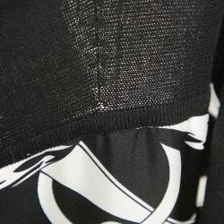 Hermes Black Promenade du Matin Remix Print Silk and Wool Knit Long Twillaine Cardigan M