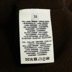 Hermes Brown Wool Knit Fringed Turtle-Neck Poncho Coat M