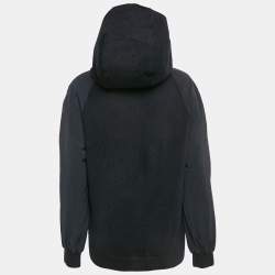 Hermes Navy Blue Wool Knit and Polyamide Zip-Up Hooded Jacket M