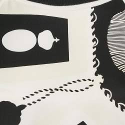 Hermes Black/White Silk and Knit Long Sleeve Top M