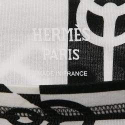 مملوكة مسبقًا Hermès Black/White Printed Cotton Knit Cliquetis Mini Dress M