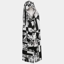 مملوكة مسبقًا Hermès Black/White Printed Cotton Knit Cliquetis Mini Dress M