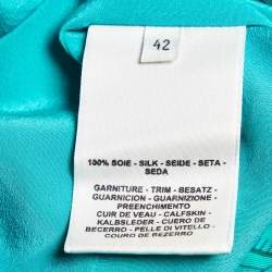 Hermes Green Printed Silk Gathered Kaftan Dress L