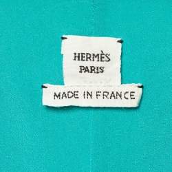 Hermes Green Printed Silk Gathered Kaftan Dress L