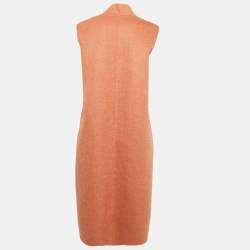 Hermes Pink Cashmere Sleeveless Open Front Mid Length Coat M