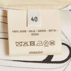 Hermes White/Yellow Grand Tralala Cut Print Silk Crepe Tunic M