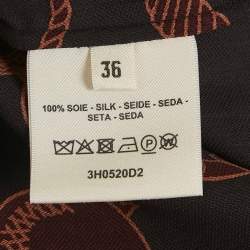 Hermes Brown Printed Silk Les Tambours Tunic Midi Dress S