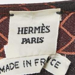 Hermes Brown Printed Silk Les Tambours Tunic Midi Dress S