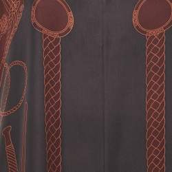 Hermes Brown Printed Silk Les Tambours Tunic Midi Dress S