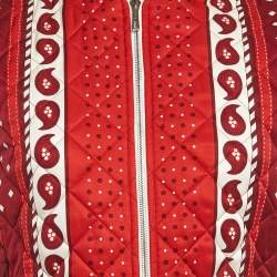 Hermes Red Printed Silk Quilted Vest S